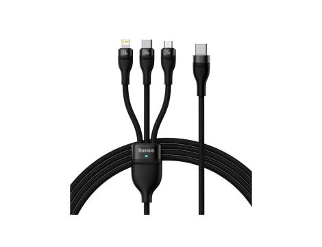 Baseus Flash Series II kabel USB Typ C - USB Typ C / Lightning / micro USB 100 W 1,5 m czarny (CASS