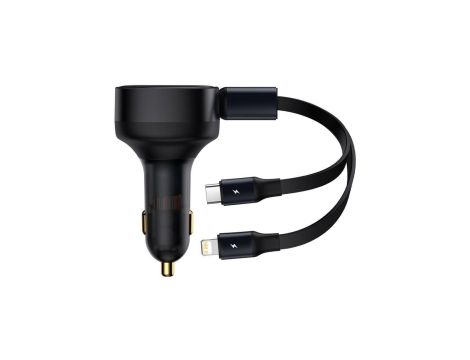 Baseus Enjoyment ładowarka samochodowa 2w1 30W czarny (CGTX000001)