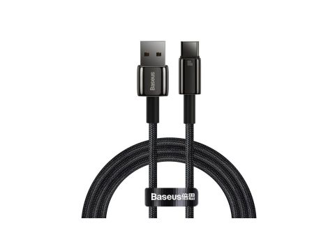 Baseus Tungsten Gold kabel USB-A - USB-C 480Mb/s 100W 1m czarny (CAWJ000001)