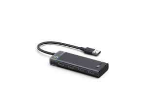 HUB Ugreen CM653 z 4 portami USB-A i kablem zasilającym USB-A - czarny