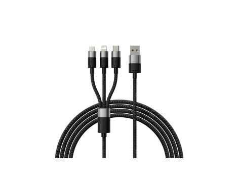Kabel 3w1 USB - micro USB / Lightning / USB C 3.5A 1.2m Baseus StarSpeed - czarny