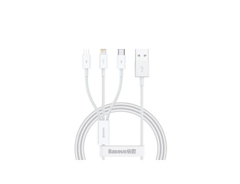 Kabel Baseus Superior Series USB-A - USB-C / Lightning / micro USB 3.5A 1m - biały