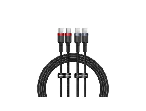 Kabel Baseus Cafule USB-C / USB-C 100W 1 m - czerwono-czarny i czarno-szary (2 szt.)