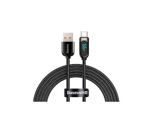 Kabel Baseus Display Fast Charging Data USB-A / USB-C 66W 1 m - czarny