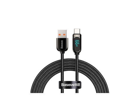 Kabel Baseus Display Fast Charging Data USB-A / USB-C 66W 1 m - czarny