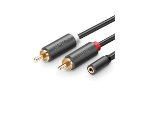 Kabel Ugreen AV102 10588 audio mini jack 3,5mm (żeński) - 2RCA (męski) 1m - szary