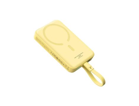 Powerbank Baseus Magnetic Mini MagSafe 10000mAh 30W z wbudowanym kablem USB-C - żółty + kabel Baseus