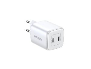 Szybka ładowarka GaN 2 x USB-C 45W QC PD Ugreen CD294 - biała