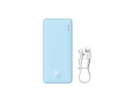 Powerbank Baseus Airpow 20W 20000mAh z białym kablem Baseus Simple Series USB-A - USB-C 50cm - niebi