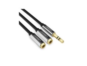 Kabel słuchawkowy Ugreen AV123 minijack 3.5 mm (męski) - 2x minijack 3.5mm (żeński) - czarny