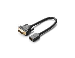 Ugreen kabel przewód adapter DVI (męski) - HDMI (żeński) 0.15m czarny (20118)