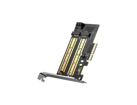 Ugreen karta rozszerzeń adapter PCIe 3.0 x4 do SSD M.2 M-Key / M.2 B-Key czarna (CM302)