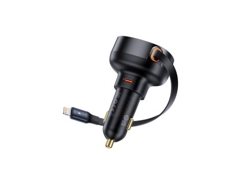 Ładowarka samochodowa Baseus Enjoyment Pro USB-C (żeńskie) / Lightning (męski) 60W - czarna