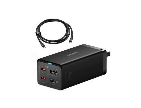 Ładowarka sieciowa GaN5 Baseus CCGP110201 HUB HDMI 2x USB-C / USB-A / HDMI 4K 30Hz 1,5m - czarna + k