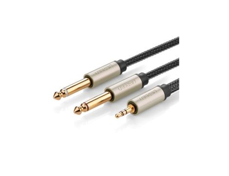 Ugreen kabel przewód audio mini jack 3,5 mm - 2 x jack 6,35mm 1m szary (AV126)