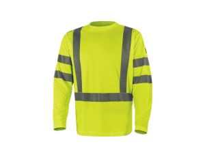 T-shirt ostrzegawczy z długimi rękawami z poliestru, kl. 3, kolor Żółty Fluo, rozmiar: XXL, COSMOJAXX