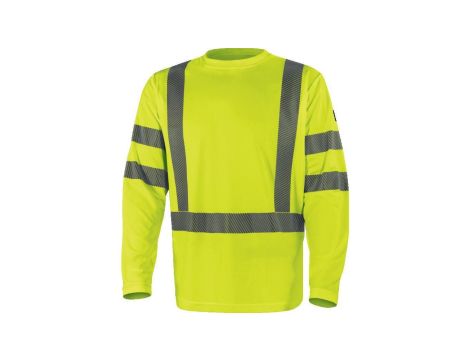 T-shirt ostrzegawczy z długimi rękawami z poliestru, kl. 3, kolor Żółty Fluo, rozmiar: XXL, COSMOJAXX