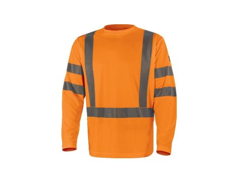 T-shirt ostrzegawczy z długimi rękawami z poliestru, kl. 3, kolor Pomarańczowy Fluo, rozmiar: XXL, COSMOORXX