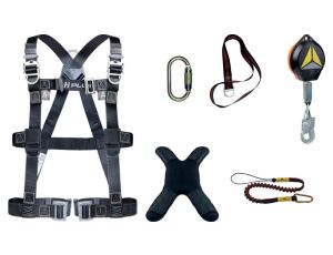 Szelki z 3 punktami zaczepowymi do asekuracji, kompletny zestaw, kolor Czarny, rozmiar: S/M/L, ELARA340HV2GT