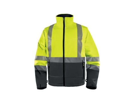 Kurtka ostrzegawcza Softshell z poliestru Stretch, 3 warstwy laminowane, kl.2, kolor Żółty Fluo-Szary, rozmiar: M, FASTJATM