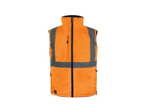 Kamizelka ocieplana, ostrzegawcza, dwustronna z poliestru Oxford, Pomarańczowy fluo-granatowy, rozmiar: 5XL, FIDJ3HVOR5X