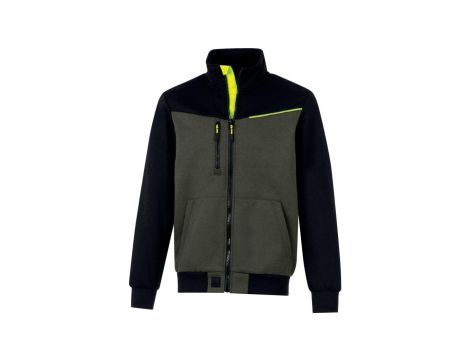 Bluza Sweat zapinana na zamek - Molton poliester bawełna z recyklingu, kolor Khaki-czarny, rozmiar: L, SWABIKAGT
