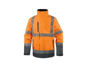 Kurtka ostrzegawcza, wodoodporna i oddychająca z poliestru RIPSTOP Stretch, Pomarańczowy Fluo-Szary, rozmiar: 4XL, TRACKOR4X