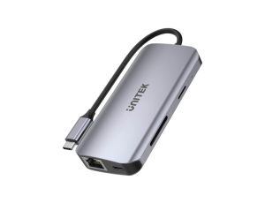 Aktywny hub USB-C 5Gbps, 2x HDMI 4K, czytnik kart, RJ-45, PD 100W Unitek D1122A01