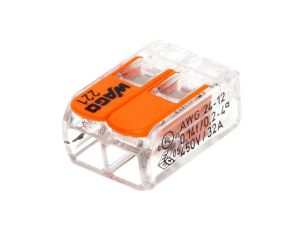 Szybkozłączka z dźwignią 2x 0,2-4mm2 transparentna / pomarańczowa 221-412 /opak.100szt./