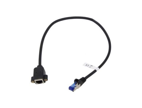 GOOBAY-65641 Przedłużacz RJ45 S/FTP 6a linka Cu LSZH czarny 0,5m 27AWG