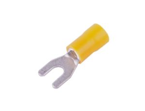 Końcówka widełkowa izolowana M4 żółta 100szt SGE KWY4