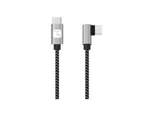 Kabel USB 2.0 USB-C na USB-C kątowy m/m 3A w oplocie ICOC MU2CC9-010-AL /1 m/