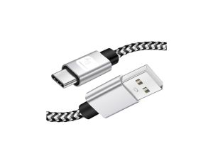 Kabel USB 2.0 USB-A na USB-C 3A czarno-szary oplot ICOC MU2AC-010-AL /1 m/