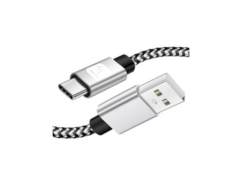 Kabel USB 2.0 USB-A na USB-C 3A czarno-szary oplot ICOC MU2AC-010-AL /1 m/