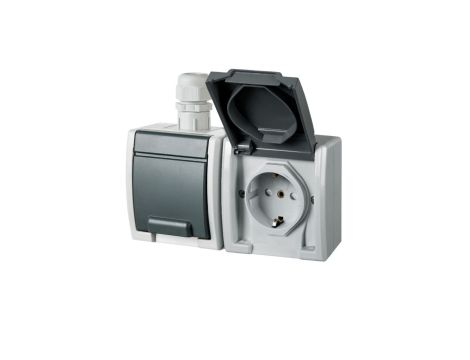 AQUANT Gniazdo hermetyczne podwójne 2x2P+Z schuko IP65 1245-65