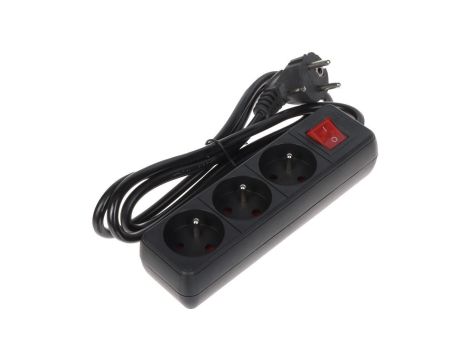 Przedłużacz 3-gniazda PR-1.5M-3G-SW/B 1.3m czarny