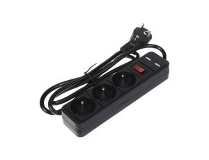 Przedłużacz 3-gniazda + 2xUSB PR-1.5M-3G-SW/USB/B 1.3m czarny