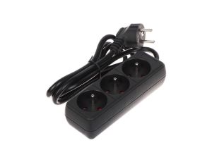 Przedłużacz 3-gniazda PR-1.5M-3G/B 1.3m czarny