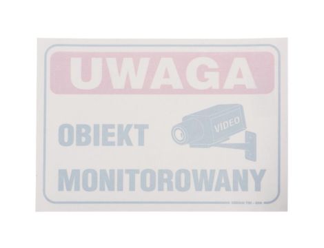 Naklejka - rewers /Uwaga obiekt monitorowany/ N-25X17/R