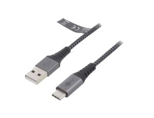 Kabel USB 2.0 USB A wtyk, USB C wtyk 0,5m 480Mbps tekstylny 49295
