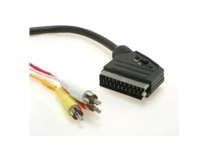 Kabel RCA wtyk x3, SCART wtyk 3m 50365