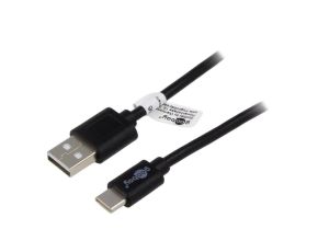 Kabel USB 2.0 USB A wtyk, USB C wtyk niklowany 3m czarny 55469