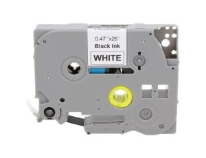 Taśma Tze-231 do drukarki Brother 12mm 8m biała taśma czarny nadruk