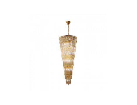 Lampa wisząca elegancki żyrandol szklany 2m LUXE Złoty E14 19002/40-GLD Zuma Line