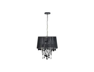 Lampa wisząca Mona z czarnym kloszem z tkaniny i czarnymi kryształkami LP-5005/5P czarna Light Prestige