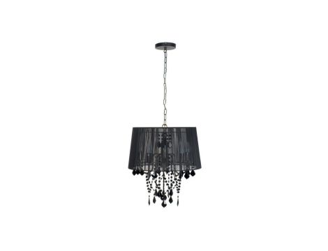 Lampa wisząca Mona z czarnym kloszem z tkaniny i czarnymi kryształkami LP-5005/5P czarna Light Prestige