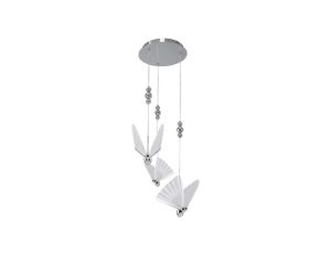 Elegancka lampa z trzema wiszącymi chromowanymi motylami LED CCT LP-1715/3P CH Light Prestige