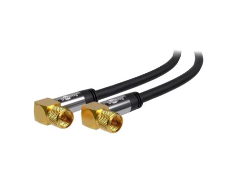 SAT-90-F/F-0500-BK Kabel 5m F wtyk kątowy, z obu stron PVC ekranowane złącza