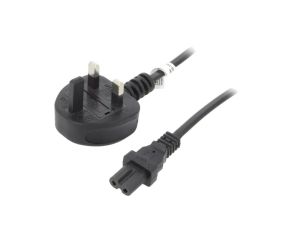 Kabel BS 1363 (G) wtyk, IEC C7 żeński PVC 1,5m czarny 2,5A 45785