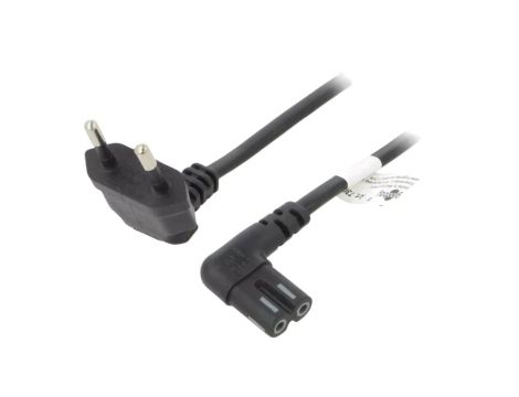 SN16-02/07/015B Kabel CEE 7/16 (C) wtyk kątowy, IEC C7 żeński kątowy PVC 1,5m